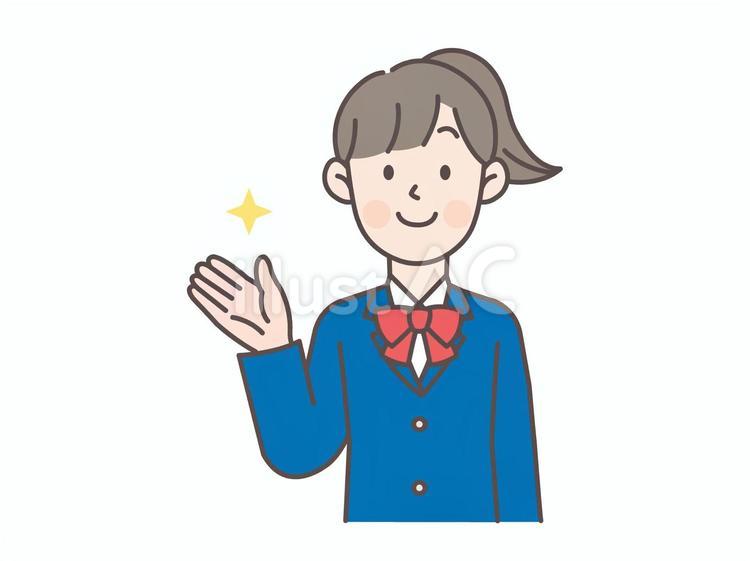 案内する女子学生 学生,制服,女の子のイラスト素材