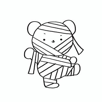 包帯を巻いたくまの手描きイラスト 動物,かわいい,手描き,シンプル,カラー,ゆるい,挿絵,生き物,くま,包帯のイラスト素材