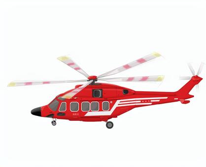 消防ヘリ　リアル② 消防,リアル,ヘリ,災害,赤,乗り物,横,飛ぶのイラスト素材