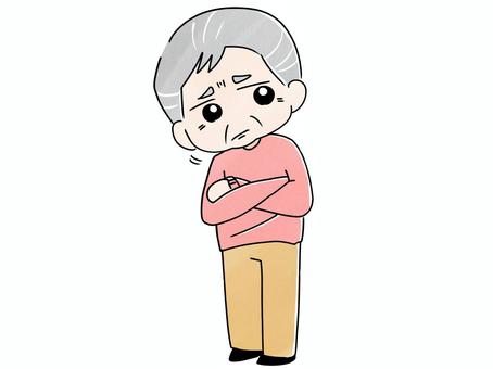 悩むおじいさん おじいさん,悩む,腕組み,シニア,困り顔,考え中,心配,不安のイラスト素材