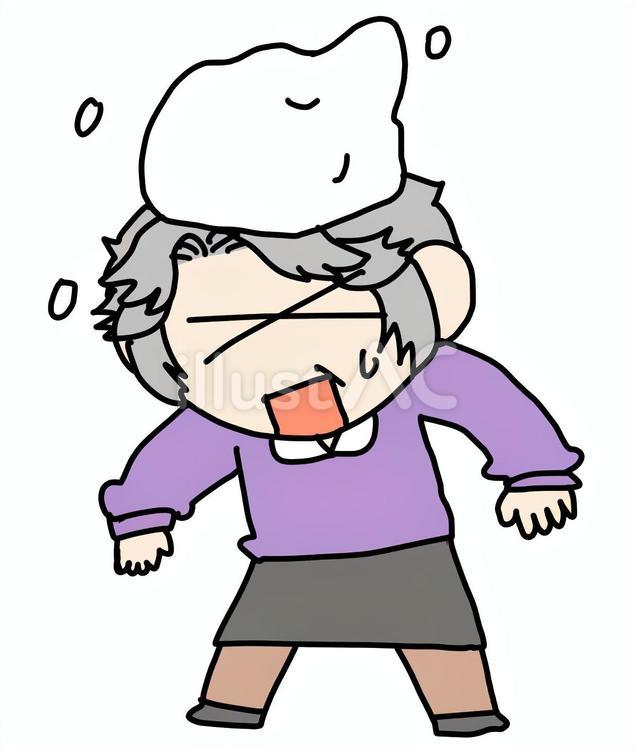 落雪を受けるおばあさん おばあさん,落雪,直撃のイラスト素材