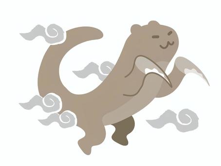 ゆるい鎌鼬のイラスト 鎌鼬,カマイタチ,妖怪,お化け,怪物,もののけ,あやかし,魑魅,魔物,モンスターのイラスト素材