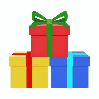 積まれたプレゼントボックス3個 プレゼント,箱,入れ物,クリスマス,赤,挿絵,ゲーム,アイテム,シンプル,アイコンのイラスト素材