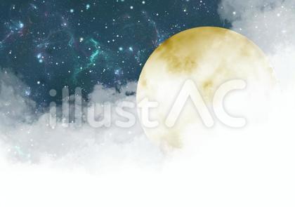 雲の上に広がる神秘的な月と星空(A4)
