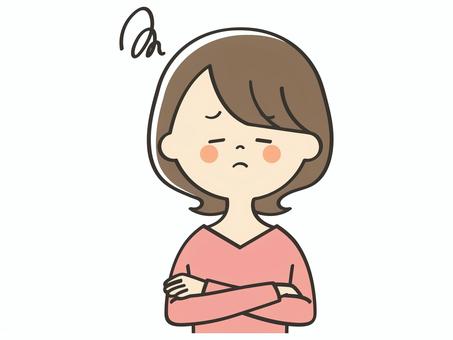 悩み事がある若い女性 悩む,困る,考える,心配,不満,不安,わからない,悩み事,疑問,女性のイラスト素材