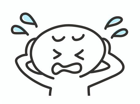 頭を抱えて困る人・焦る・パニック・悩む 困る,棒人間,焦る,頭を抱える,パニック,どうしよう,大変,失敗,オロオロ,かわいいのイラスト素材