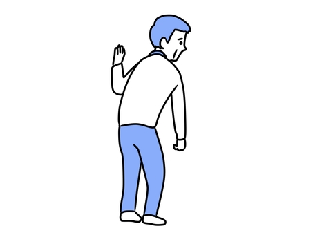 壁をつたって歩くおじいちゃん 手を添える,壁を伝う,力無い,ゆっくり,おじいちゃん,おじいさん,男性,老人,高齢者のイラスト素材