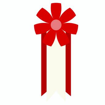 リボン記章_赤 リボン,記章,飾り,祝い,式典,シンプル,赤,入学式,卒業式のイラスト素材