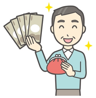  ニット中年男性-208-バスト 財布,おじさん,男性,中年,お父さん,パパ,シニア,ミドルエイジ,人物,かわいいのイラスト素材
