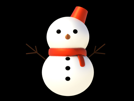 雪だるま クリスマス,雪,冬,雪だるま,バケツ,マフラー,赤,白,枝,目のイラスト素材