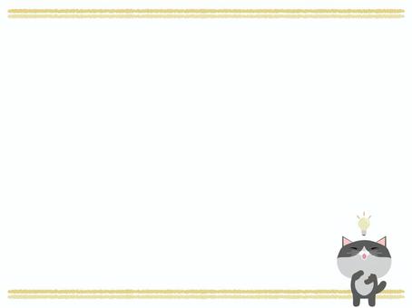 ひらめく_猫 ひらめく,猫,はちわれ,動物,かわいい,電球,分かった,なるほど,フレームのイラスト素材