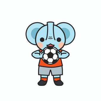 サッカーボールを持って気合をいれるゾウ サッカーボール,ボール,サッカー部,部活動,部員,運動部,球技,部員募集,メンバー募集,練習のイラスト素材
