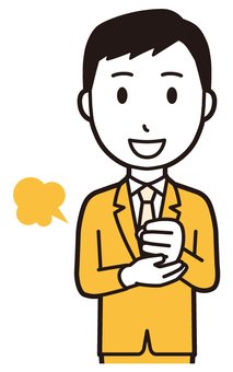  スーツ青年(黄)-083-バスト 納得,ビジネスマン,会社員,男性,サラリーマン,オフィス,ビジネス,営業マン,先生,講師のイラスト素材