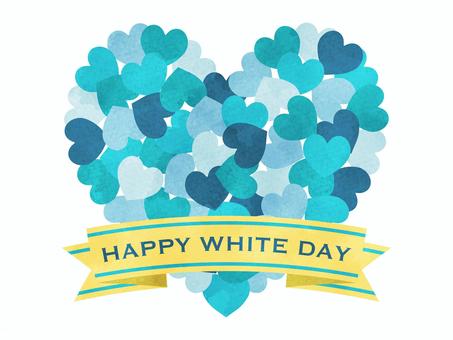 Watercolor Lots of Hearts and Ribbons White Day, , JPG, PNG and AI