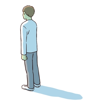 明るい方を向いて立つ若者 前向き,光,明るい,希望,自立,一人,孤独,ぼっち,メンタル,メンタルヘルスのイラスト素材
