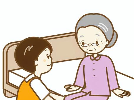 介助6 介助,介助員,ヘルパー,仕事,サポート,デイケア,入所施設,福祉,福祉施設,ベッドのイラスト素材