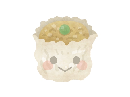 焼売（しゅうまい）顔あり 焼売,シュウマイ,顔,笑顔,擬人化,中華料理,点心,皮,グリンピース,食べ物のイラスト素材