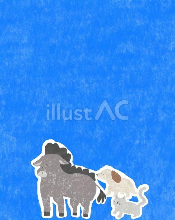 ロバと犬とねこと♪ かわいい,ロバ,犬のイラスト素材