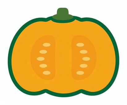 かぼちゃ1/2 かぼちゃ,野菜,食べ物,半分,断面,秋,挿絵,ワンポイント,カット,アイコンのイラスト素材