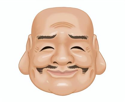 恵比寿さま　お面リアル お面,恵比寿,リアル,日本,神様,商売,豊穣,笑,福耳のイラスト素材