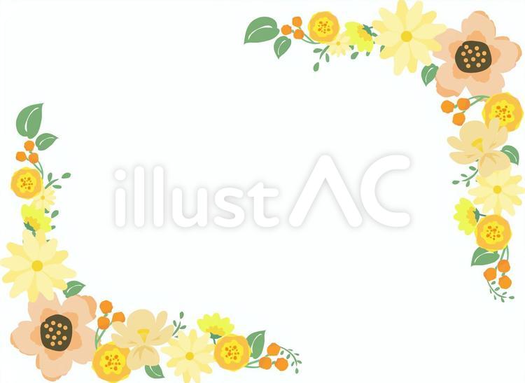黄色い花の飾り枠 フレーム,手紙,花のイラスト素材