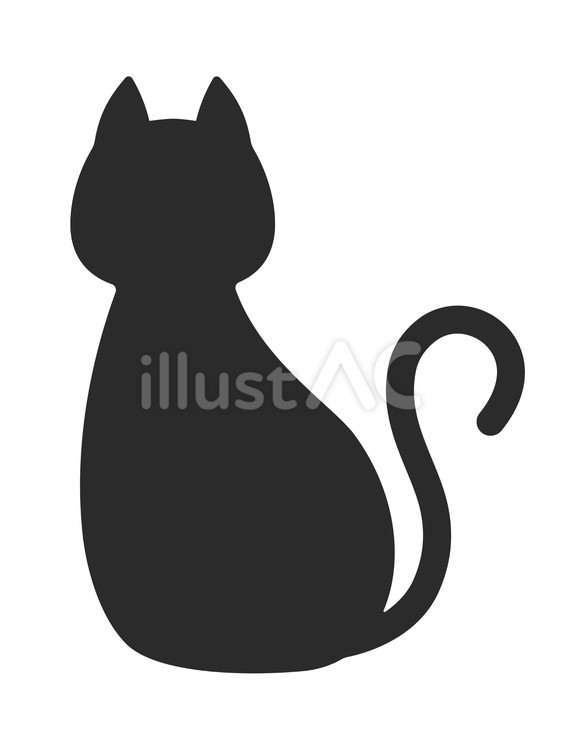 黒猫のシルエット　おすわり 猫,ねこ,シルエットのイラスト素材