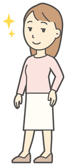  ロングヘア女性-563-全身 立つ,女性,女の子,人物,かわいい,起立,若い,挿絵,素材,無料のイラスト素材