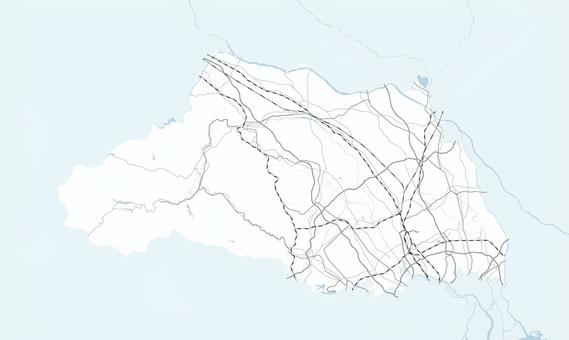 埼玉県のシンプルなロードマップ  埼玉,埼玉県,関東,大宮,浦和,秩父,道,道路,鉄道,白のイラスト素材