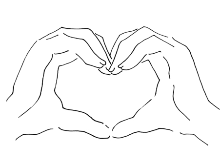 hand drawn monochrome illustration of heart shape, , JPG and PNG