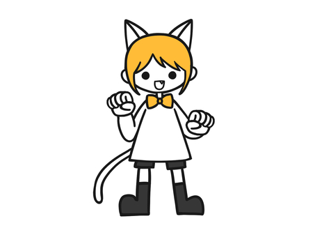 ハロウィンカラー　白猫　仮装　イラスト ハロウィン,仮装,人物,白猫,シロネコ,猫,ねこ,ネコ,イラスト,白のイラスト素材