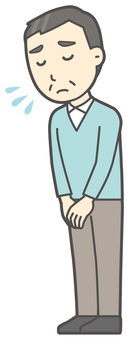 ニット中年男性-123-全身  ニット中年男性-123-全身 おじぎ,おじさん,男性,中年,お父さん,パパ,シニア,ミドルエイジ,人物,かわいいのイラスト素材