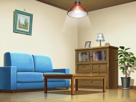 リビングの背景 リビング,背景,ソファー,テーブル,観葉植物,照明,壁,床,フローリング,棚のイラスト素材