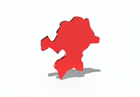 日本_福岡県単独 福岡県,福岡,日本,地図,都道府県,立体,強調,県,国土,赤のイラスト素材