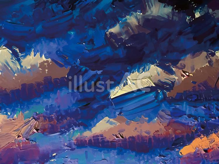 油絵、背景、無題 夕暮れ空の油絵背景イラスト - No: 24484585｜無料イラスト