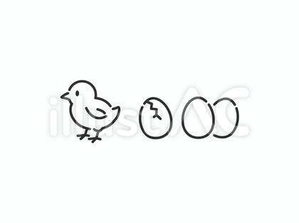 ひよことたまごのシンプルイラスト ライン