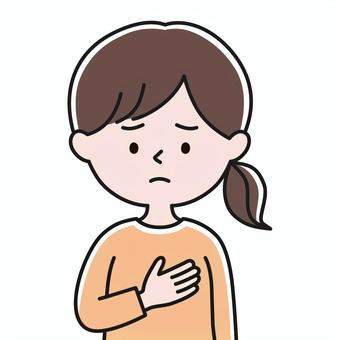 乳癌を疑う 上半身 胸-影 ONW 女性,乳がん検診,乳がん検査,乳がん,癌,しこり,悪性,良性,乳腺,ピンクリボンのイラスト素材