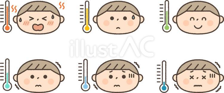 気温と子供の表情セット 子供,人物,表情のイラスト素材