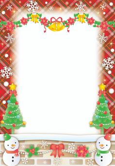 クリスマス会雪だるまフレーム（縦） クリスマス,冬,雪,キラキラ,ゆきだるま,かわいい,フレーム,背景,カード,レンガのイラスト素材