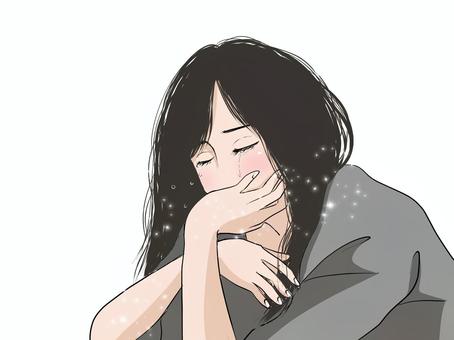 Illustration, female, sad, tears, 