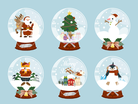 Illustration, snow globe, christmas, santa, 