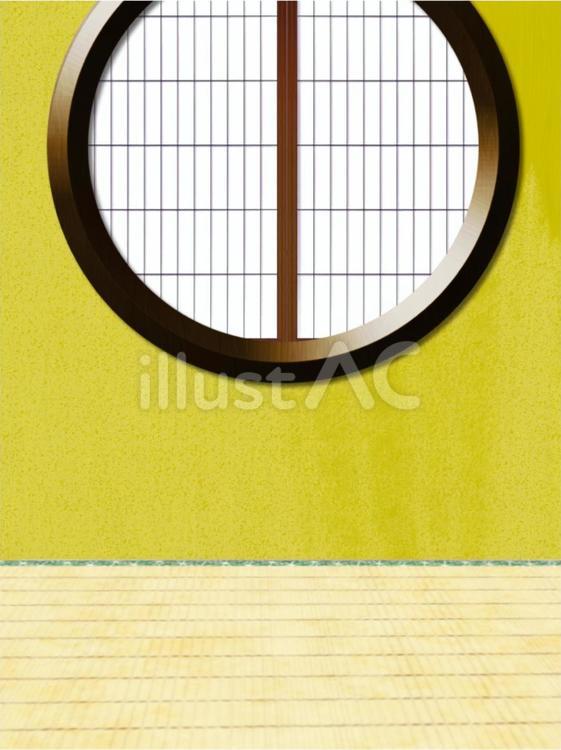 和室 丸窓,窓,和風のイラスト素材