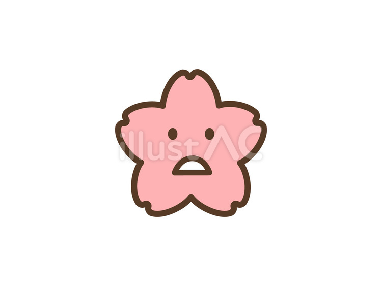 桜のキャラクター　顔　線画　イラスト④ 桜,春,3月のイラスト素材