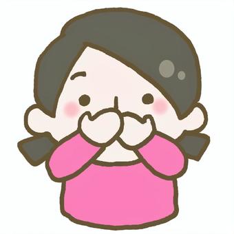 両手で口を覆う子ども 子ども,口,おさえる,覆う,手,両手,ふさぐ,秘密,内緒,言わないのイラスト素材