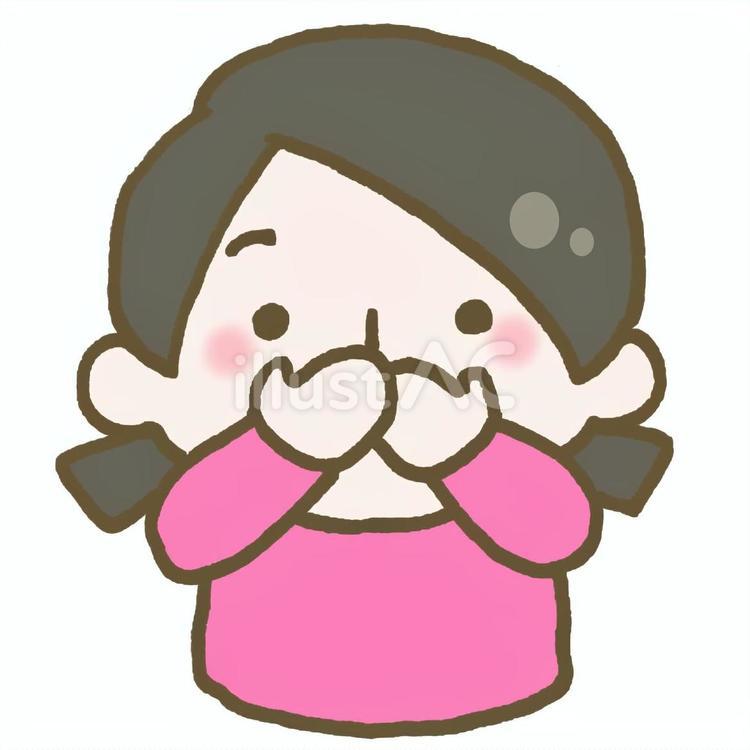 両手で口を覆う子ども 子ども,口,おさえるのイラスト素材