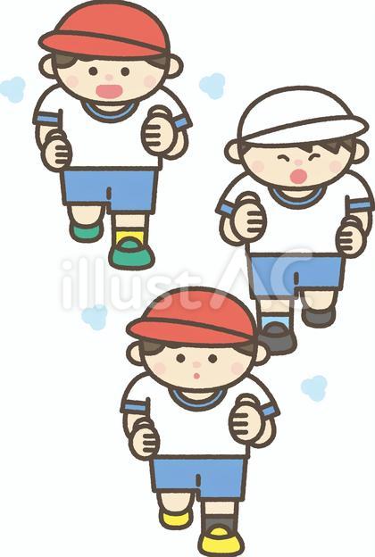 マラソンをする子ども_正面_男子