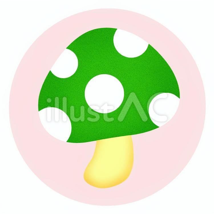 きのこ（緑）のアイコン きのこ,秋,旬のイラスト素材