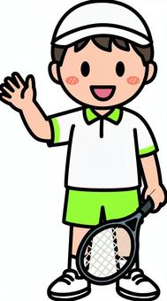 緑のテニスの男子です。 テニス,シンプル,サークル,クラブ,部活,スポーツ,競技,ラケット,運動,体育のイラスト素材