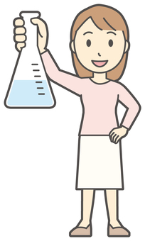  ロングヘア女性-494-全身 実験,女性,女の子,人物,かわいい,フラスコ,研究,薬品,検査,調べるのイラスト素材