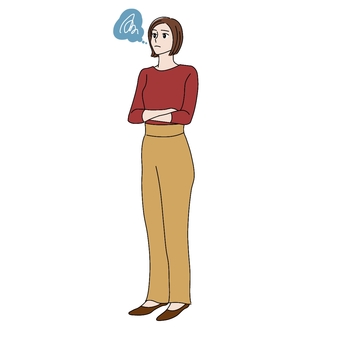 腕を組んでモヤモヤする女性　吹き出し有 モヤモヤ,腕組み,女性,全身,アイコンのイラスト素材