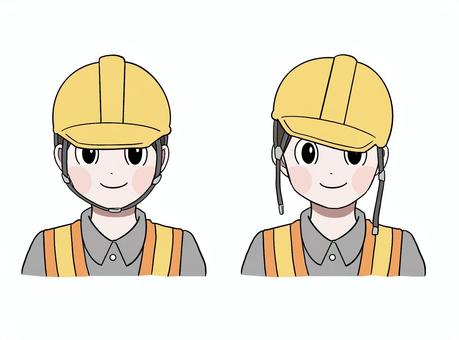 ヘルメット着用くん ヘルメット,安全,安全第一,注意,注意喚起,比較,作業員,工事,現場,建設のイラスト素材